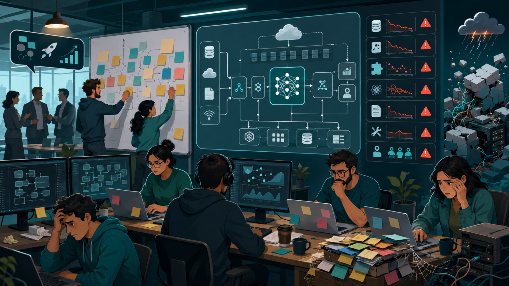 AI software engineering teams facing technical debt deployment failures and model maintenance issues