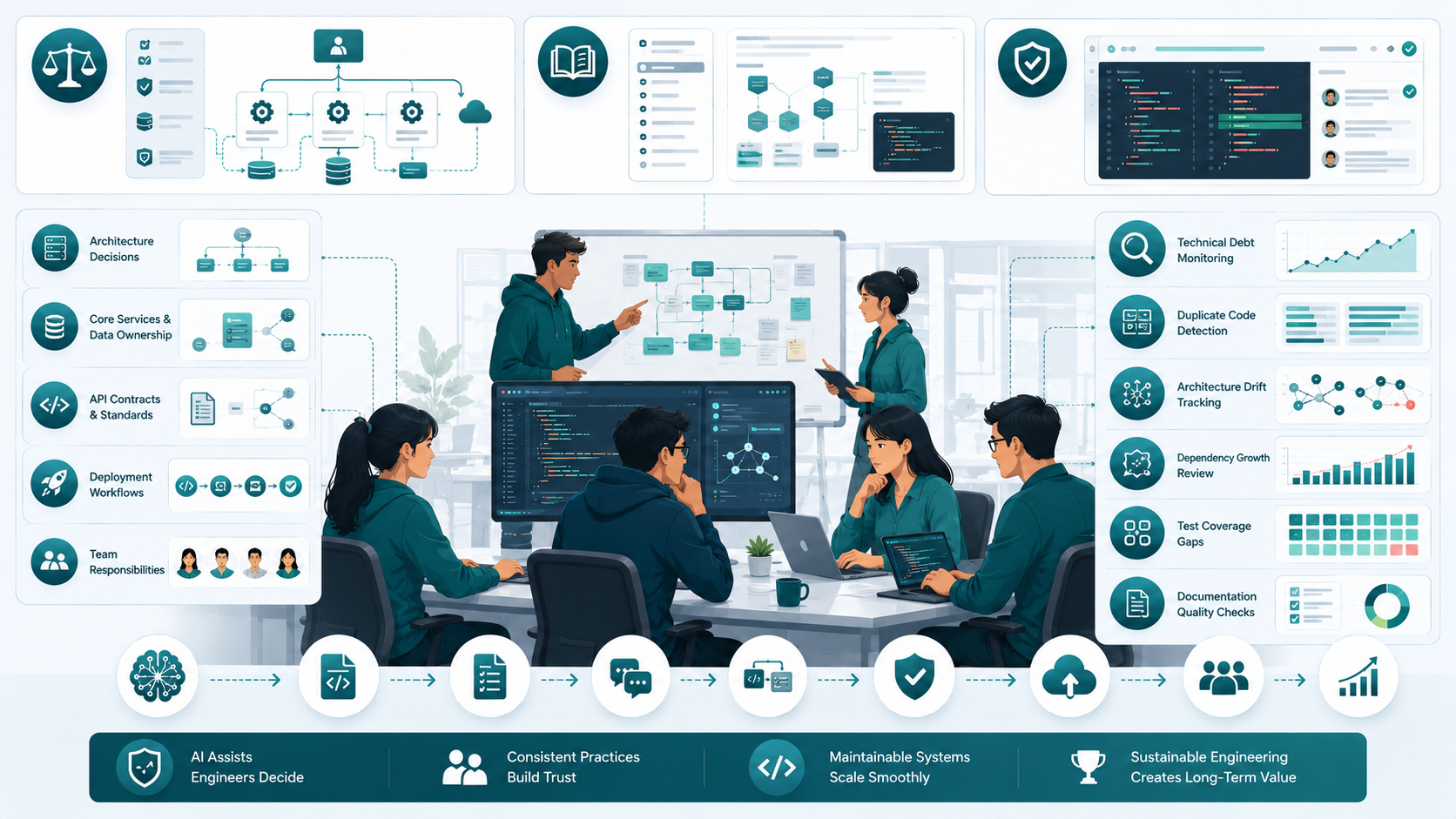 Sustainable AI-assisted enterprise software development practices for small engineering teams