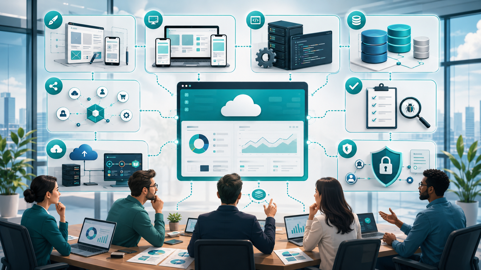 Typical SaaS project cost breakdown across design development QA DevOps and security