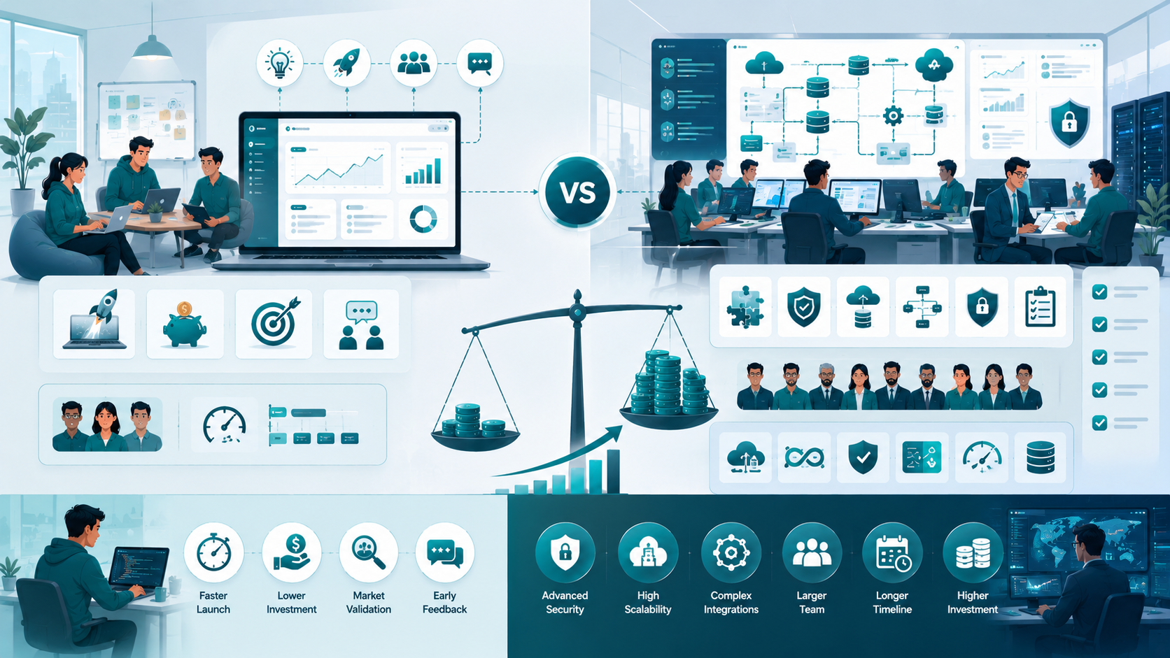 Enterprise SaaS vs startup SaaS development cost comparison in the USA