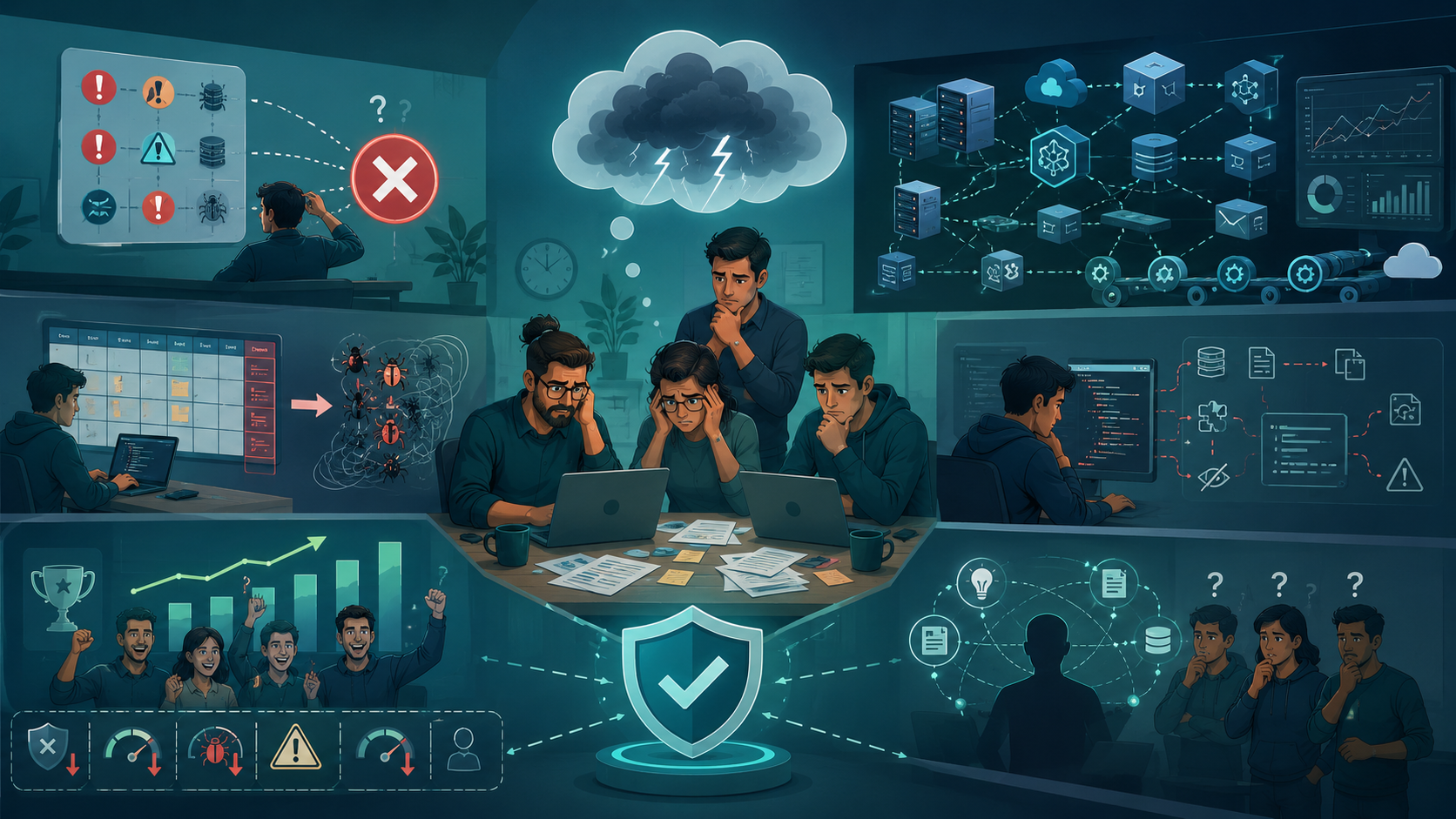 Software project risk mistakes involving complex architecture delayed testing technical debt and poor documentation