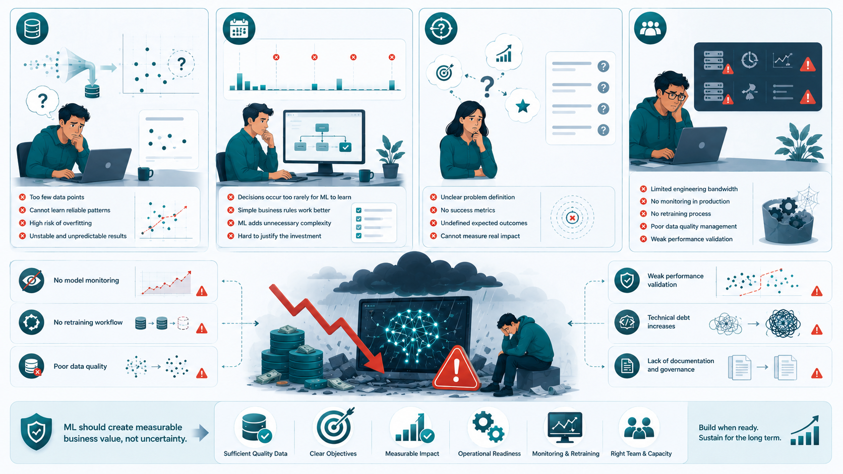When machine learning applications fail due to small datasets and unclear objectives