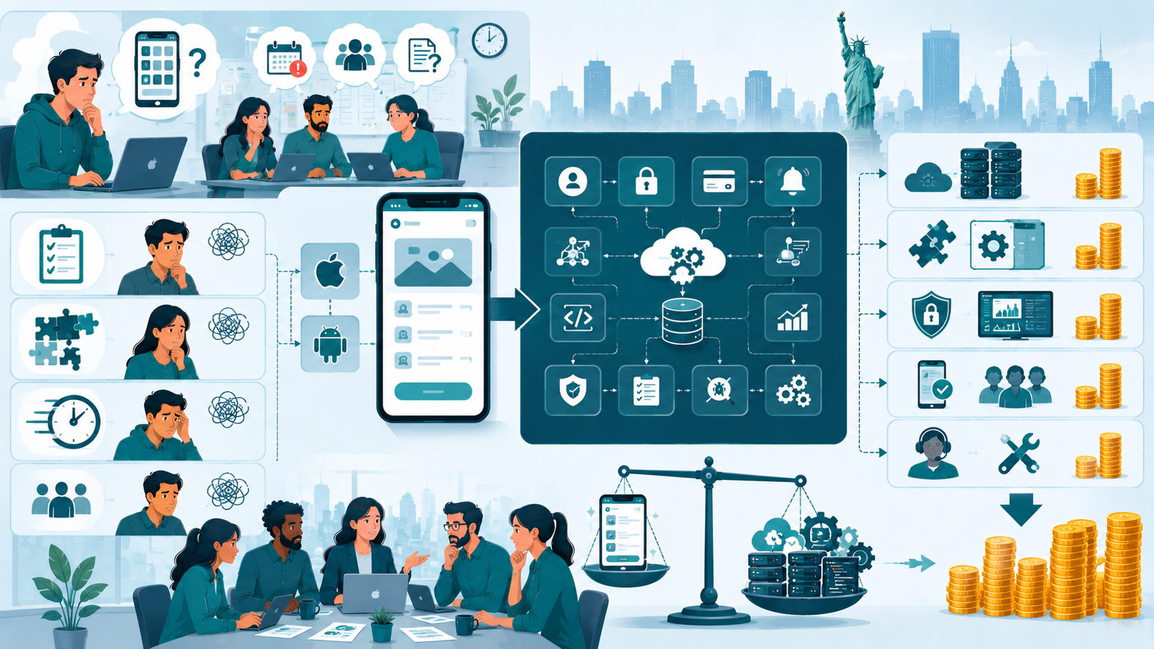 Mobile App Development Cost In USA increasing because of backend systems integrations and testing workflows