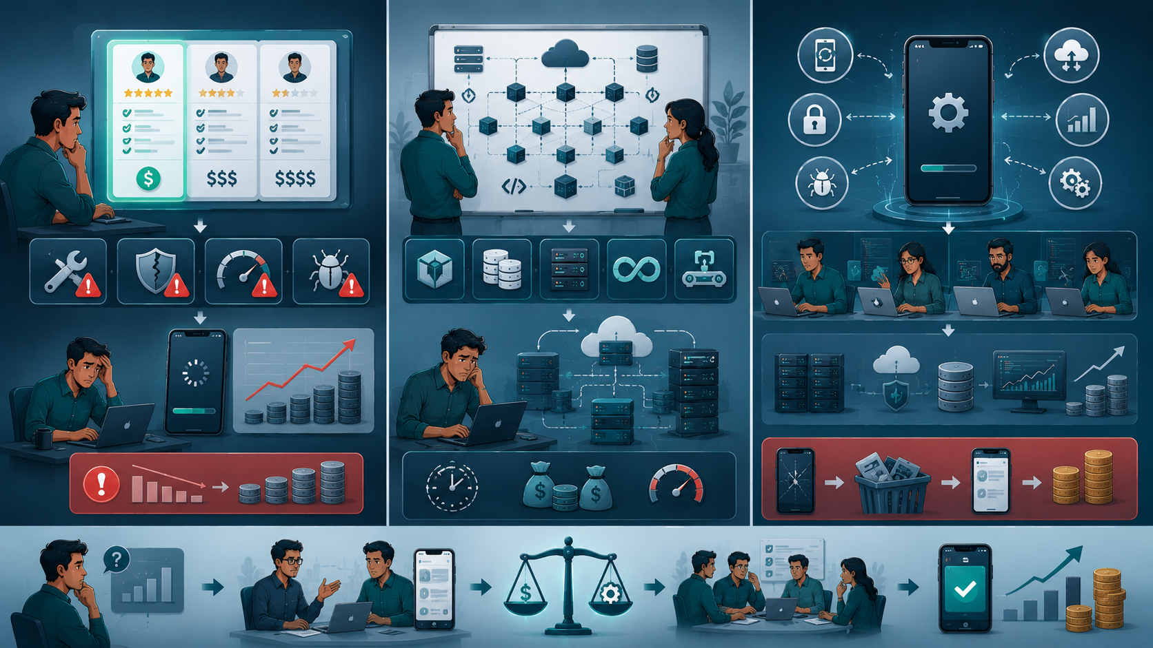 Wrong mobile app cost decisions caused by low initial estimates and premature enterprise architecture