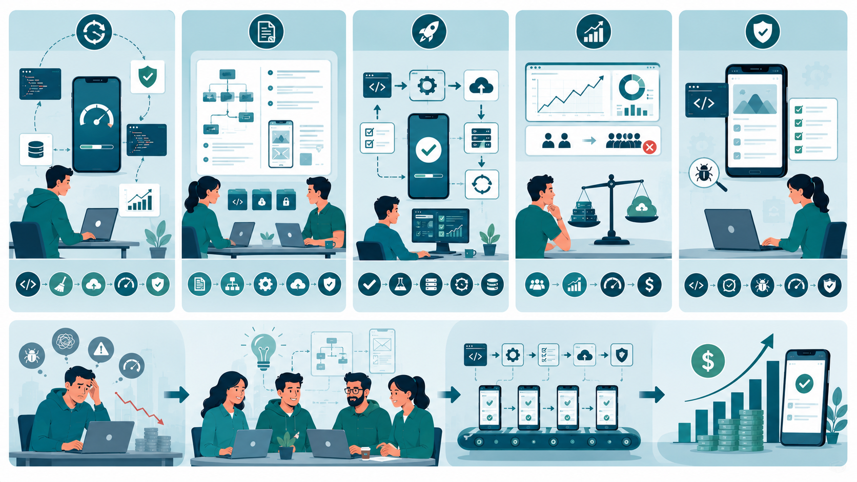 Sustainable Mobile App Development Cost In USA planning with documentation deployment and code quality