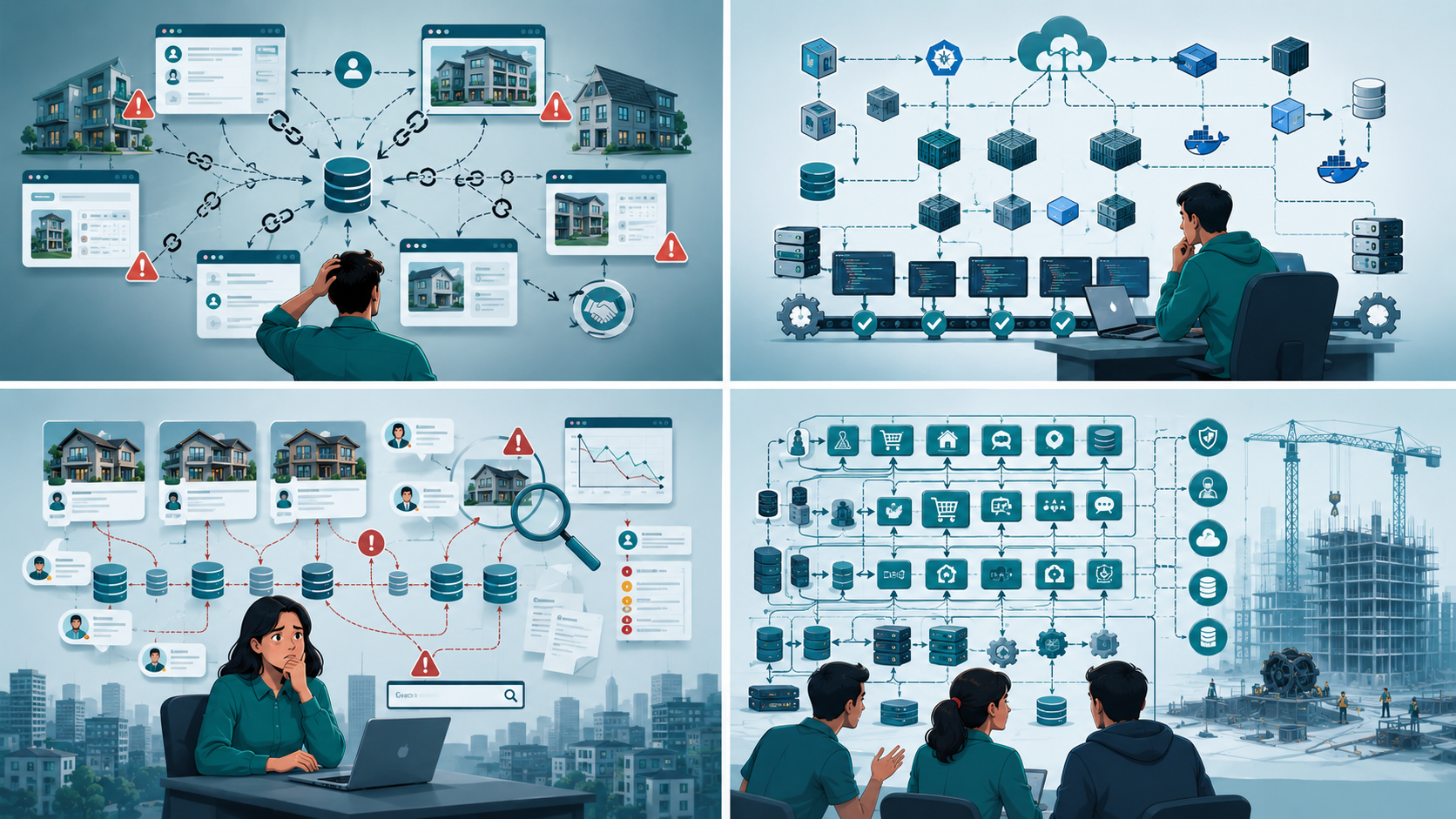 Real estate software development mistakes with disconnected modules data issues and overengineering
