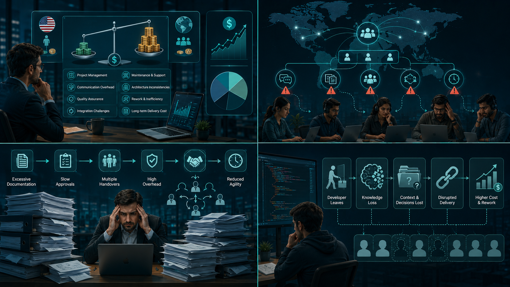 Software teams comparing offshore and US development rates without total cost visibility